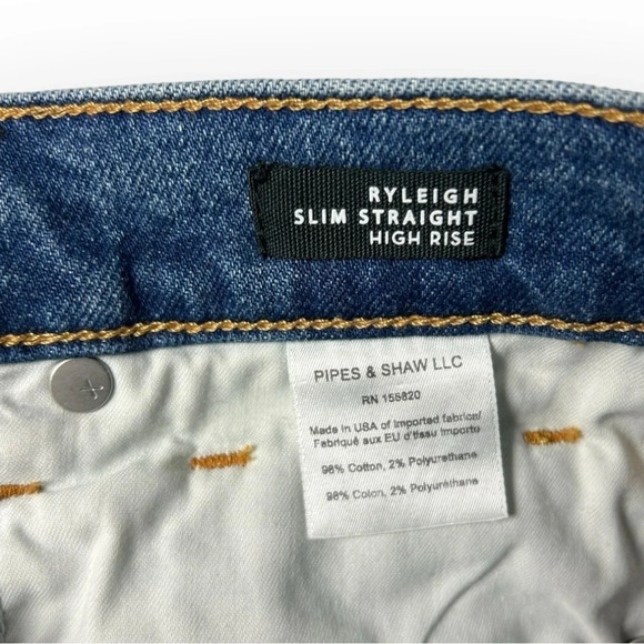 Veronica Beard Ryleigh Patched Slim Straight High  Rise Jeans - Picture 13 of 13